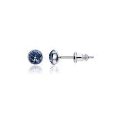 Signature Stud Earrings with 3 Sizes Carat Denim Blue Swarovski Crystals Rhodium Plated