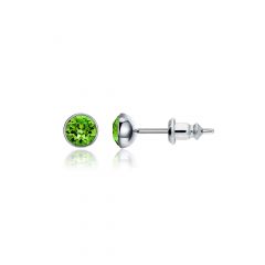 Signature Stud Earrings with 3 Sizes Carat Fern Green Swarovski Crystals Rhodium Plated
