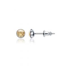 Signature Stud Earrings with 3 Sizes Crt Golden Shadow Swarovski Crystals Rhodium Plated
