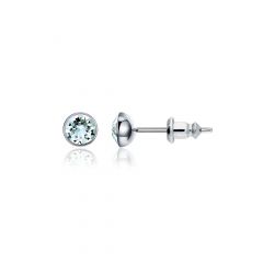 Signature Stud Earrings with 3 Sizes Carat Light Azore Swarovski Crystals Rhodium Plated