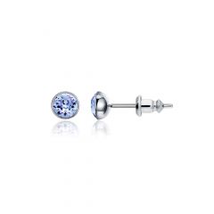 Signature Stud Earrings with 3 Sizes Crt Light Sapphire Swarovski Crystals Rhodium Plated