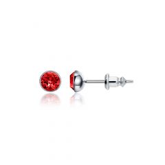 Signature Stud Earrings with 3 Sizes Carat Siam Swarovski Crystals Rhodium Plated