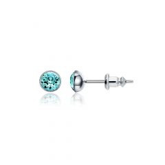 Signature Stud Earrings with 3 Sizes Crt Light Turquoise Swarovski Crystals Rh Plated