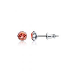 Signature Stud Earrings with 3 Sizes Carat Padparadscha Swarovski Crystals Rhodium Plated