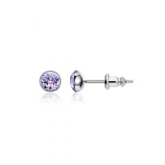 Signature Stud Earrings with 3Sizes Crt Provence Lavender Swarovski Crystals Rh