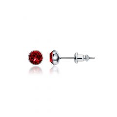Signature Stud Earrings With Carat Ruby Swarovski Crystals 3 Sizes Rhodium Plated