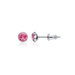 Signature Stud Earrings with 3 Sizes Carat Rose Swarovski Crystals Rhodium Plated