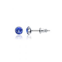 Signature Stud Earrings with 3 Sizes Carat Sapphire Swarovski Crystals Rhodium Plated