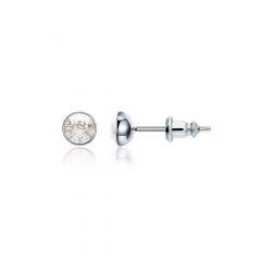 Signature Stud Earrings with 3 Sizes Carat Silver Shade Swarovski Crystals Rhodium Plated