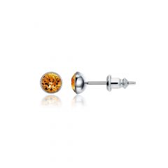 Signature Stud Earrings with 3 Sizes Carat Topaz Swarovski Crystals Rhodium Plated