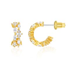 Lady Hoop Earrings with CZ Gold Plated