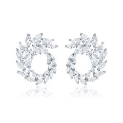 Louison Spiral Earrings with CZ Rhodium Plated
