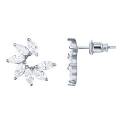 Louison Mini Spiral Earrings with CZ Rhodium Plated