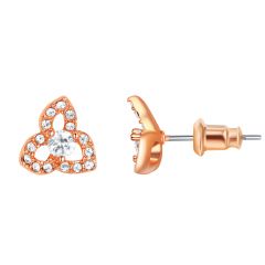 Floral Petite Stud Earrings With Swarovski Crystals Rose Gold Plated
