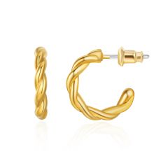 Twist Rope Hoop Earrings Gold Plated