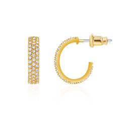 Eternity Pave Oval Hoop Earrings w Swarovski Crystals Gold Plated