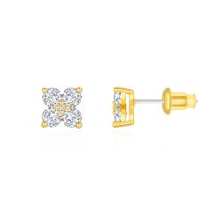 Victoria Round Stud Earrings w Cubic Zirconia Gold Plated