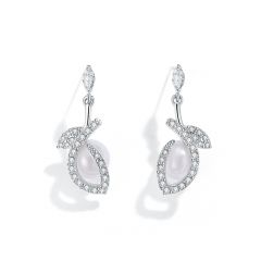 Enfold Pearl Earrings with Swarovski Crystals Rhodium Plated