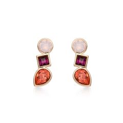 Luminous Stud Earrings with Amethyst Harmonic Swarovski Crystals Rose Gold Plated