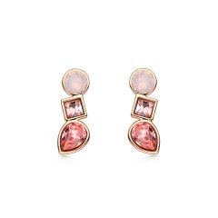 Luminous Stud Earrings with Rose Harmonic Swarovski Crystals Rose Gold Plated
