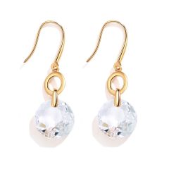 Bella O Drop Earrings with Swarovski Clear Crystals Gold Plated