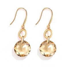 Bella O Drop Earrings with Swarovski Golden Shadow Crystals Gold Plated
