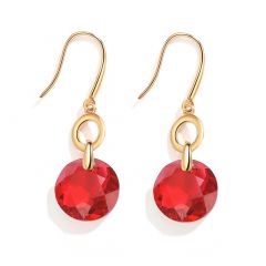Bella O Drop Earrings with Swarovski Scarlet Crystals Gold Plated