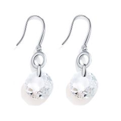 Bella O Drop Earrings with Clear Swarovski Crystals Rhodium Plated