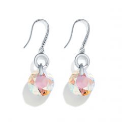 Bella O Drop Earrings with Swarovski Crystal Shimmer Rhodium Plated