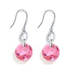 Bella O Drop Earrings with Swarovski Rose Crystals Rhodium Plated