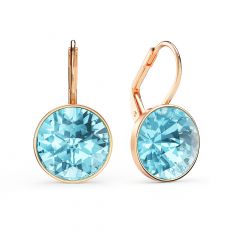 Bella Earrings with 6 Carat Aquamarine Crystals Rose Gold Plated