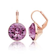 MYJS Bella Earrings with 6 carat Swarovski Antique Pink Crystals Rose Gold Plated