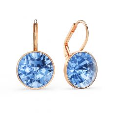 Bella Earrings with 6 Carat Light Sapphire Crystals Rose Gold Plated