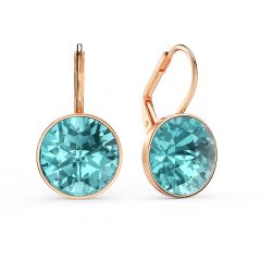 Bella Earrings 6 Carat Drop Earrings Light Turquoise Crystals Rose Gold Plated