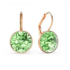 Bella Earrings with 6 Carat Peridot Crystals Rose Gold Plated