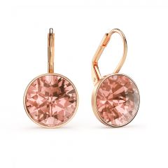 Bella Earrings With 6 Carat Vintage Rose Crystals Rose Gold Plated