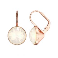 Bella Earrings With 6 Carat White Opal Crystals Rose Gold Plated