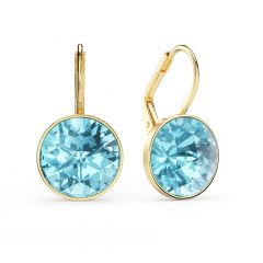 Bella Earrings with 6 Carat Aquamarine Crystals Gold Plated