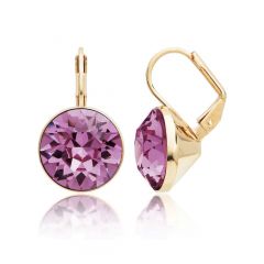 MYJS Bella Earrings with 6 carat Swarovski Antique Pink Crystals Gold Plated