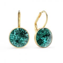 Bella Earrings with 6 Carat Blue Zircon Crystals Gold Plated