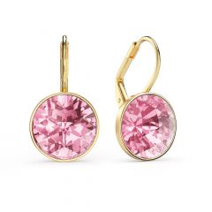 Bella Earrings With 6 Carat Light Rose Crystals Gold Plated
