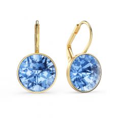 Bella Earrings with 6 Carat Light Sapphire Crystals Gold Plated