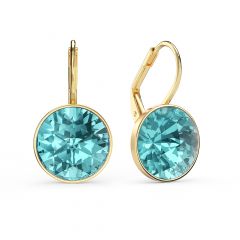 Bella Earrings 6 Carat Drop Earrings Light Turquoise Crystals Gold Plated