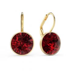 Bella Earrings With 6 Carat Ruby Crystals Gold Plated