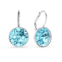 Bella Earrings with 6 Carat Aquamarine Crystals Silver Plated