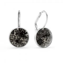 Bella Earrings with 6 Carat Black Diamond Crystals Silver Plated