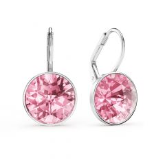 Bella Earrings With 6 Carat Light Rose Crystals Silver Plated