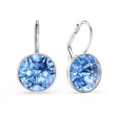 Bella Earrings with 6 Carat Light Sapphire Crystals Silver Plated