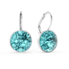 Bella Earrings 6 Carat Drop Earrings Light Turquoise Crystals Rhodium Plated