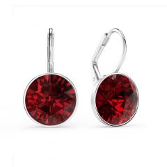 Bella Earrings With 6 Carat Ruby Crystals Silver Plated